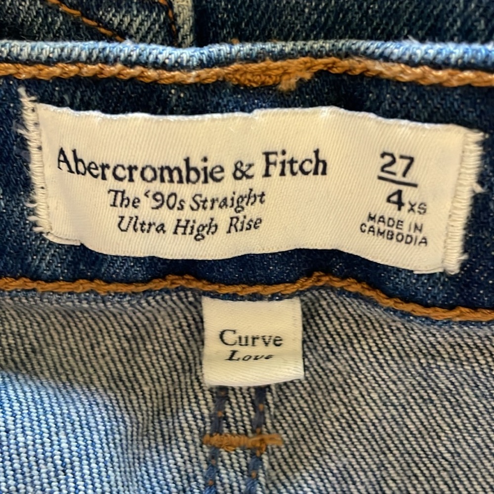 Abercrombie & Fitch 90s Straight Ultra High Rise Curve Love Denim Jeans 27 - Picture 6 of 7